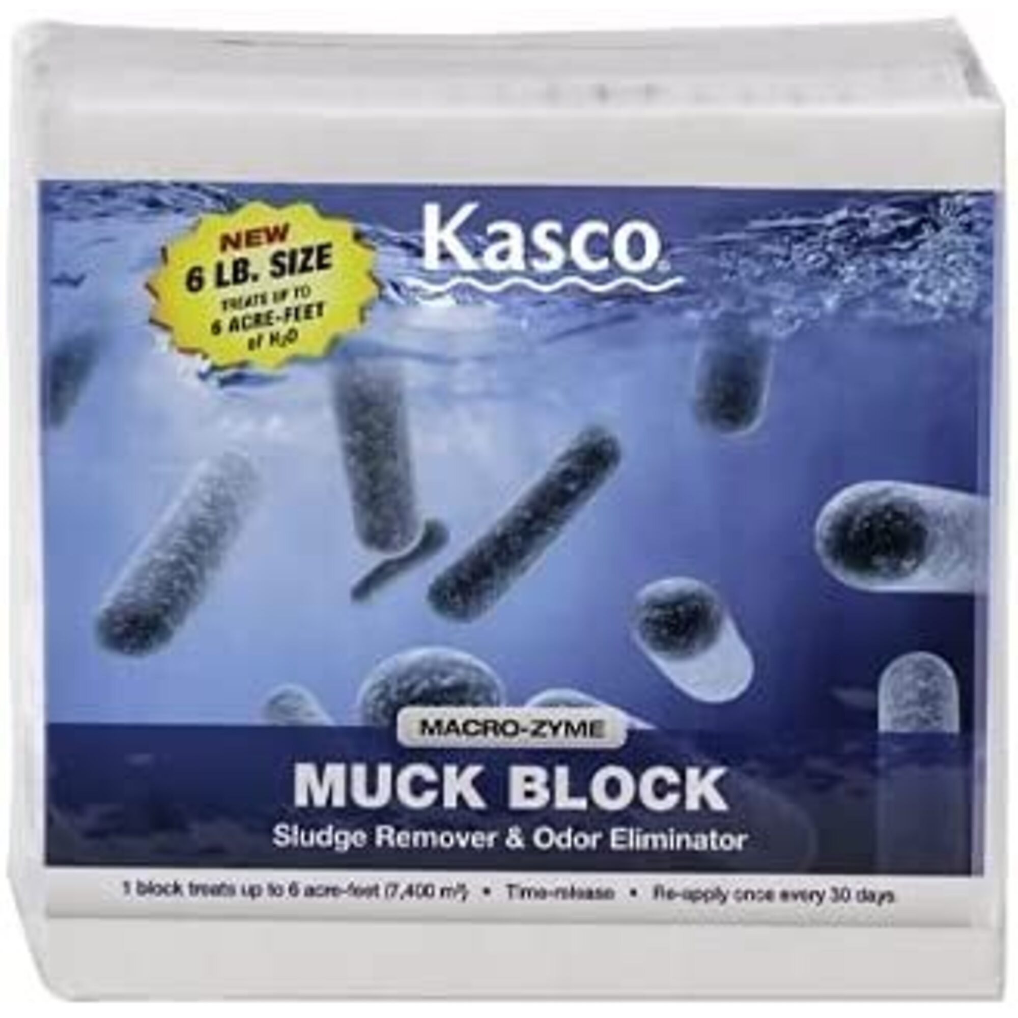 Kasco Macro Zyme Time Release Muck Block Beneficial Bacteria | Muck Remover for Ponds & Lakes | Non-Chemical Lake & Pond Treatment for Eliminating Sludge & Odors | Treats Up to 6 Acre-feet 6 lb.